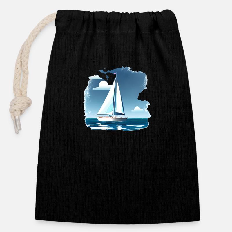Sailing Sailing Sailing Sailing Sport Sailors - Closable cotton gift bag (14x20cm) - black