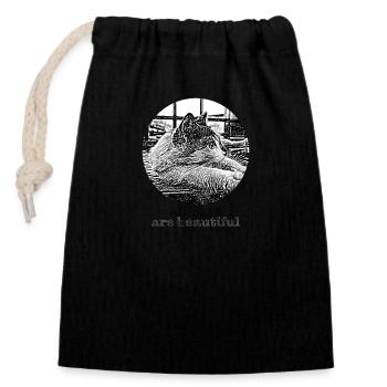 All cats are beautiful - Closable cotton gift bag (14x20cm) - black - Front