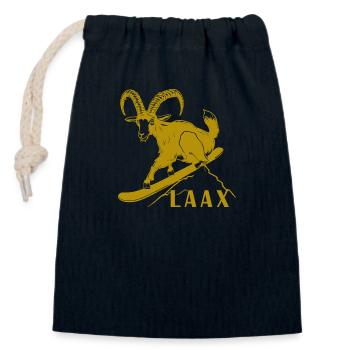 Laax Graubünden Steinbock Snowboard Switzerland - Closable cotton gift bag (14x20cm) - navy - Front