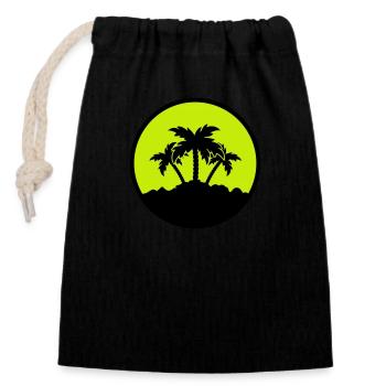 Palm Design - Closable cotton gift bag (14x20cm) - black - Front