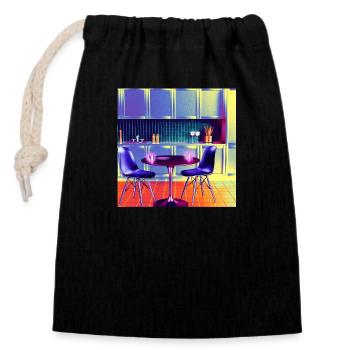 chaises de cuisine - Sac cadeau en coton avec cordon (14 x 20 cm) - noir - Devant