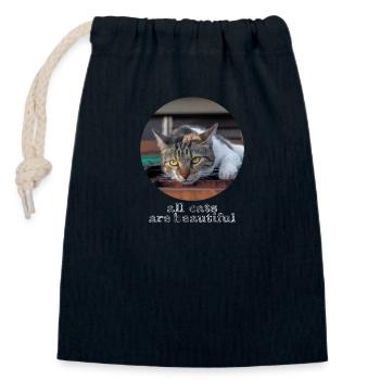 All cats are beautiful - Closable cotton gift bag (14x20cm) - navy - Front