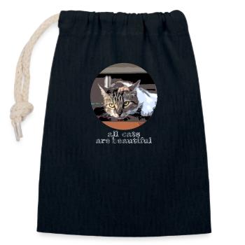 All cats are beautiful - Closable cotton gift bag (14x20cm) - navy - Front