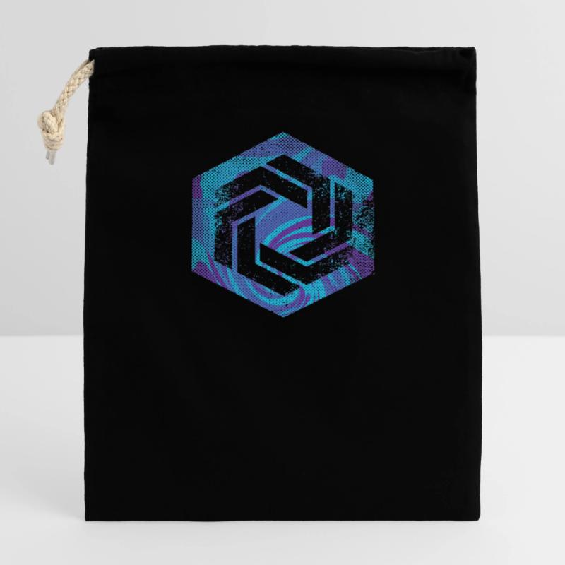 Codage géométrique du programmeur de programmation hexagonale Sac cadeau en coton avec cordon (14 x 20 cm)