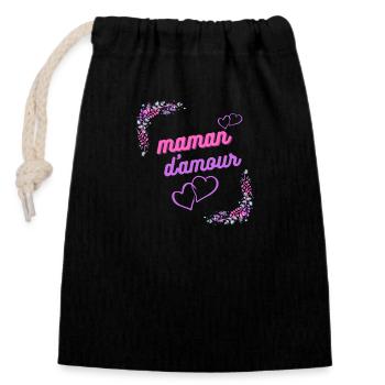 Maman d amour - Sac cadeau en coton avec cordon (14 x 20 cm) - noir - Devant