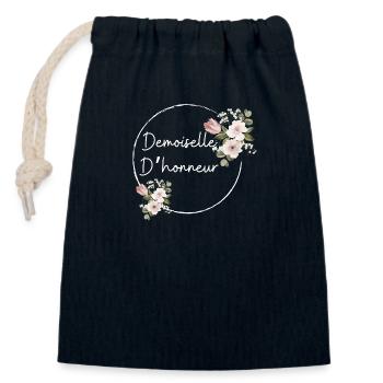 Demoiselle d'honneur - Sac cadeau en coton avec cordon (14 x 20 cm) - bleu marine - Devant