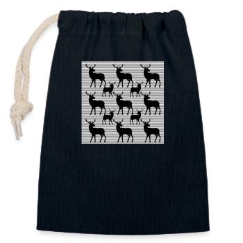 Deer - Closable cotton gift bag (14x20cm) - navy - Front