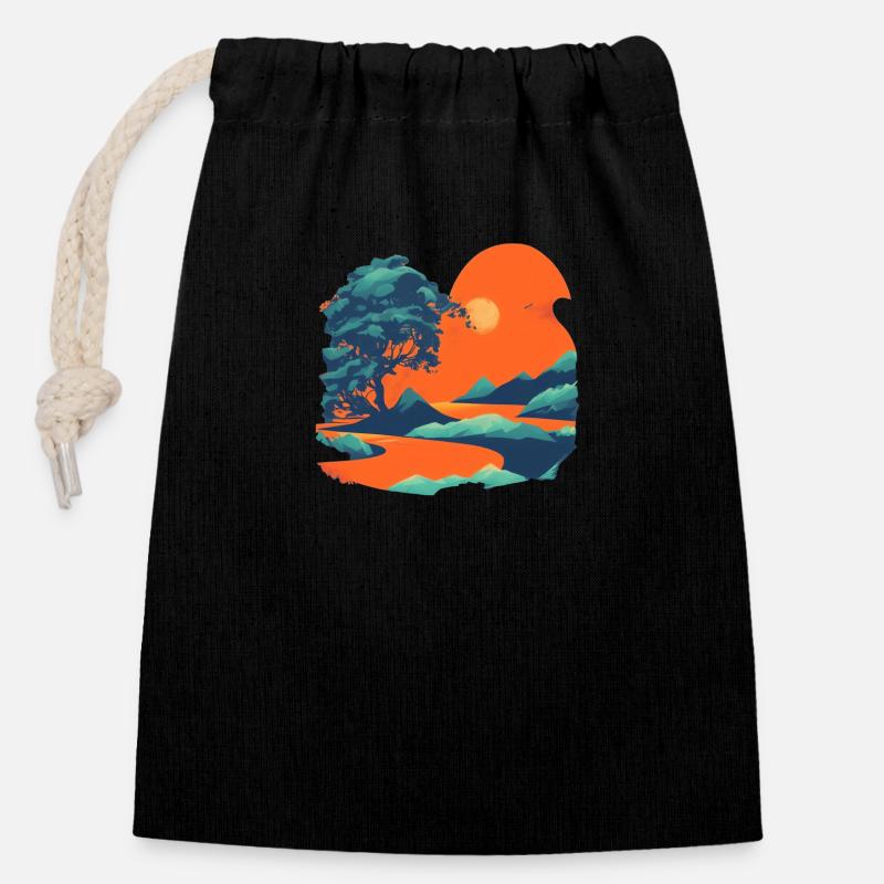 Un arbre - Sac cadeau en coton avec cordon (14 x 20 cm) - noir