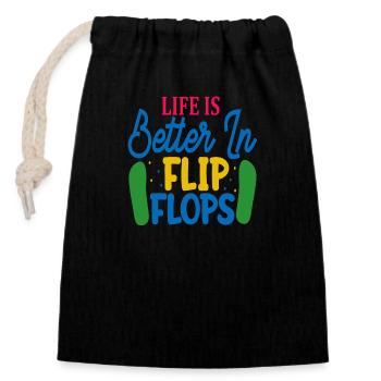 Life is better in Flip Flops - Closable cotton gift bag (14x20cm) - black - Front