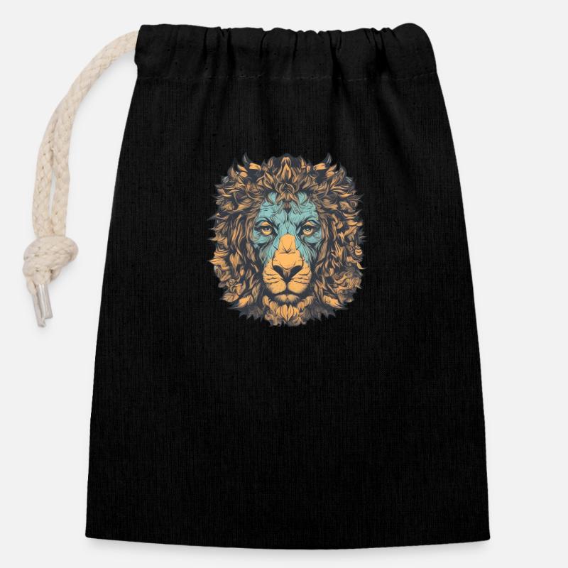 Votre lion chéri - Sac cadeau en coton avec cordon (14 x 20 cm) - noir
