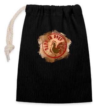 Coq dans le panier - Sac cadeau en coton avec cordon (14 x 20 cm) - noir - Devant