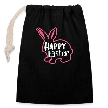 Happy Easter Frohe Ostern - Closable cotton gift bag (14x20cm) - black - Front
