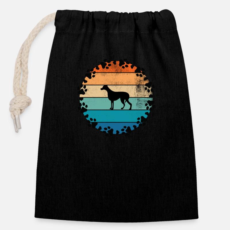 Chiens Sun Doberman - Sac cadeau en coton avec cordon (14 x 20 cm) - noir