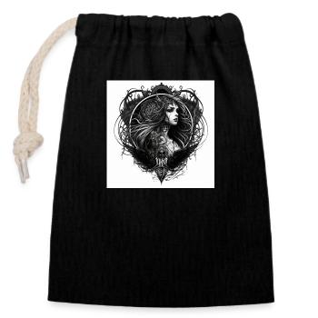 Femme fatale tattoo style - Closable cotton gift bag (14x20cm) - black - Front