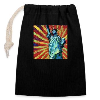 Van Gogh Statue of Liberty - Closable cotton gift bag (14x20cm) - black - Front