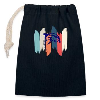 Retro Regenbogendelfin - Verschließbarer Geschenkbeutel aus Baumwolle (14x20cm) - Navy - Vorne
