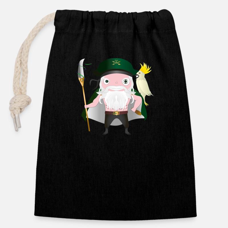 Capitaine Plank - Sac cadeau en coton avec cordon (14 x 20 cm) - noir