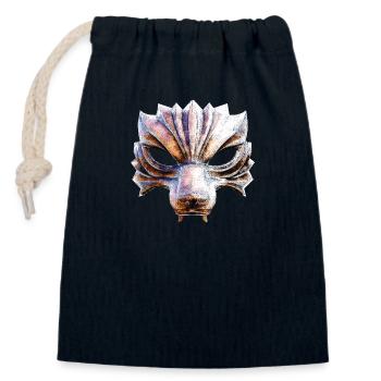 Masque de guerrier loup - Sac cadeau en coton avec cordon (14 x 20 cm) - bleu marine - Devant
