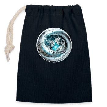 gemeaux 2 statues - Sac cadeau en coton avec cordon (14 x 20 cm) - bleu marine - Devant