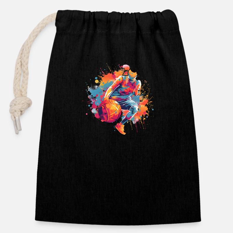 Basketball player - Closable cotton gift bag (14x20cm) - black