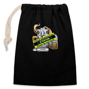 Eine Kaffeemaschine als Kritische Infrastruktur - Verschließbarer Geschenkbeutel aus Baumwolle (14x20cm) - Schwarz - Vorne
