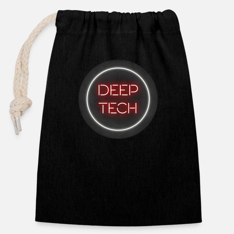DEEP TECH - Closable cotton gift bag (14x20cm) - black