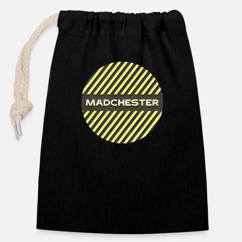 MADCHESTER - Closable cotton gift bag (14x20cm) - black