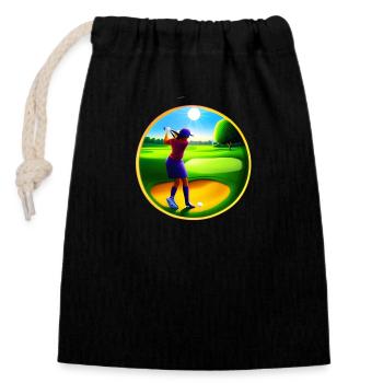 Golf Girl Multicolor - Verschließbarer Geschenkbeutel aus Baumwolle (14x20cm) - Schwarz - Vorne