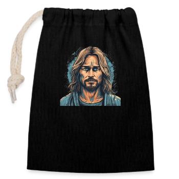 Jesus Christ #03 - Verschließbarer Geschenkbeutel aus Baumwolle (14x20cm) - Schwarz - Vorne