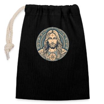 Jesus Christ #04 - Verschließbarer Geschenkbeutel aus Baumwolle (14x20cm) - Schwarz - Vorne
