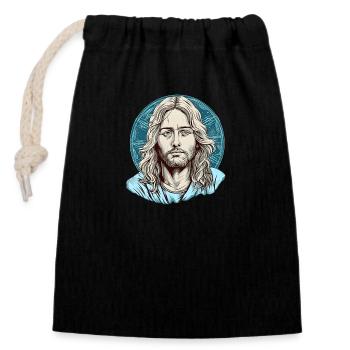 Jesus Christ #06 - Verschließbarer Geschenkbeutel aus Baumwolle (14x20cm) - Schwarz - Vorne