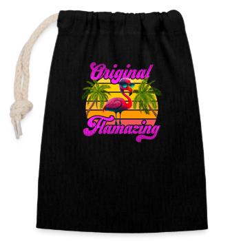 Original Flamazing Flamingo Summer Party Celebrations - Closable cotton gift bag (14x20cm) - black - Front