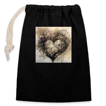 Forest in the shape of a heart - nature conservation watercolor - Closable cotton gift bag (14x20cm) - black - Front