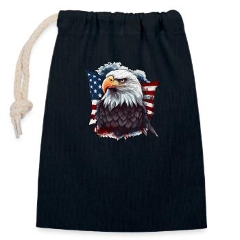 Pygargue à tête blanche américain avec drapeau des États-Unis - Sac cadeau en coton avec cordon (14 x 20 cm) - bleu marine - Devant