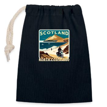 SCOTLAND NC 500 MOTORBIKE RETRO - Closable cotton gift bag (14x20cm) - navy - Front
