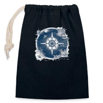 Old nautical chart - Closable cotton gift bag (14x20cm) - navy - Front