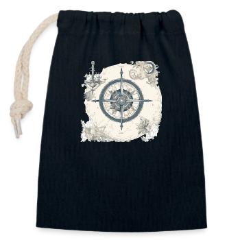 Old nautical chart - Closable cotton gift bag (14x20cm) - navy - Front
