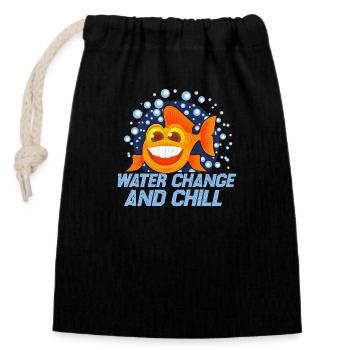 Water Change And Chill Aquarium Owner Fish Keeping - Verschließbarer Geschenkbeutel aus Baumwolle (14x20cm) - Schwarz - Vorne