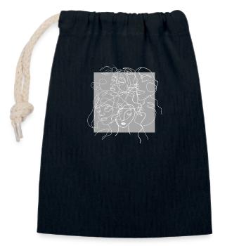 Gesichtslinie grau - Verschließbarer Geschenkbeutel aus Baumwolle (14x20cm) - Navy - Vorne