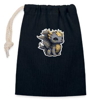 Mignon bébé dragon doré - Sac cadeau en coton avec cordon (14 x 20 cm) - bleu marine - Devant