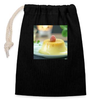 Custard in pudding - Closable cotton gift bag (14x20cm) - black - Front