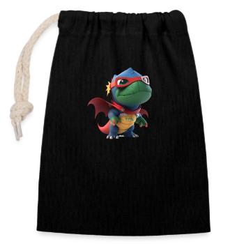 Dino - Closable cotton gift bag (14x20cm) - black - Front