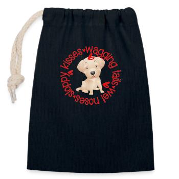 Cute Golden Labrador, sloppy kisses - Closable cotton gift bag (14x20cm) - navy - Front