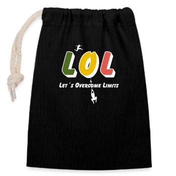 LOL - Let's Overcome Limits - Closable cotton gift bag (14x20cm) - black - Front