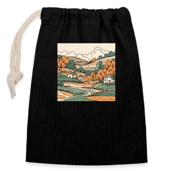 Landscape - Closable cotton gift bag (14x20cm) - black - Front