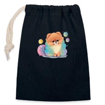 Pomeranian Zwergspitz - Verschließbarer Geschenkbeutel aus Baumwolle (14x20cm) - Navy - Vorne