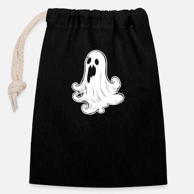 Ghost Ghosts Witching Hour Halloween - Sac cadeau en coton avec cordon (14 x 20 cm) - noir