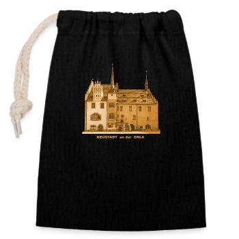 Neustadt an der Orla Thuringia town hall - Closable cotton gift bag (14x20cm) - black - Front