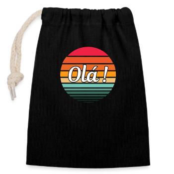 Hello! - Closable cotton gift bag (14x20cm) - black - Front