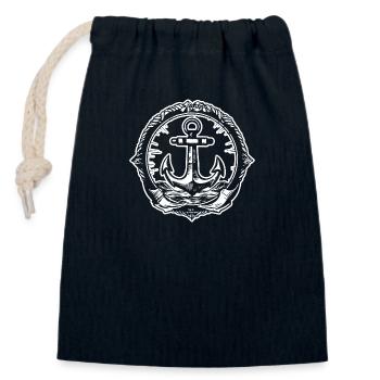 Anchor Boat Ship Nautical - Closable cotton gift bag (14x20cm) - navy - Front